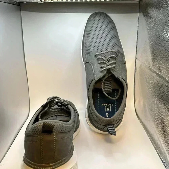 G GEORGE SZ 8 GREY FABRIC &NUBUK CASUAL LIGHTWEIGHT MENS SHOES STYLISH  NWOT - Picture 6 of 7